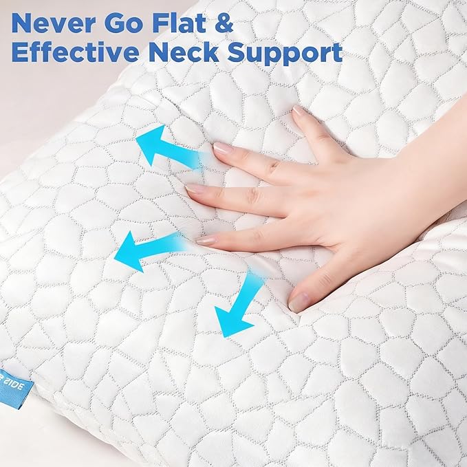 Cooling Pillows King Size Set of 2, Firm Shredded Memory Foam Pillows for Side Back Stomach Sleepers, Two-Sided Cool Neck Pillow for Neck Shoulder Pain, Luxury Gel Cold Bed Pillow for Hot Sleepers
