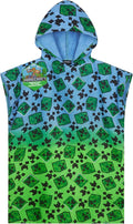 Minecraft Towelling Poncho Kids Teens Hooded Bath Towels Absorbent Beach Towel (Multi, 10-13 Years)