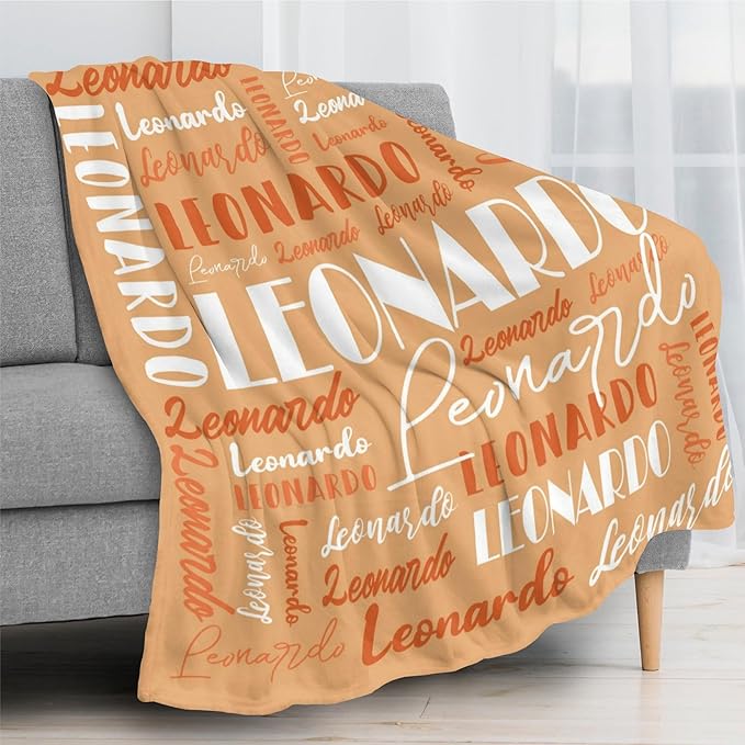 Name Blanket Personalized Blanket for Adult Kids Flannel Customize Throw Blanket Custom (Color 05, 50 x 60 Inches)