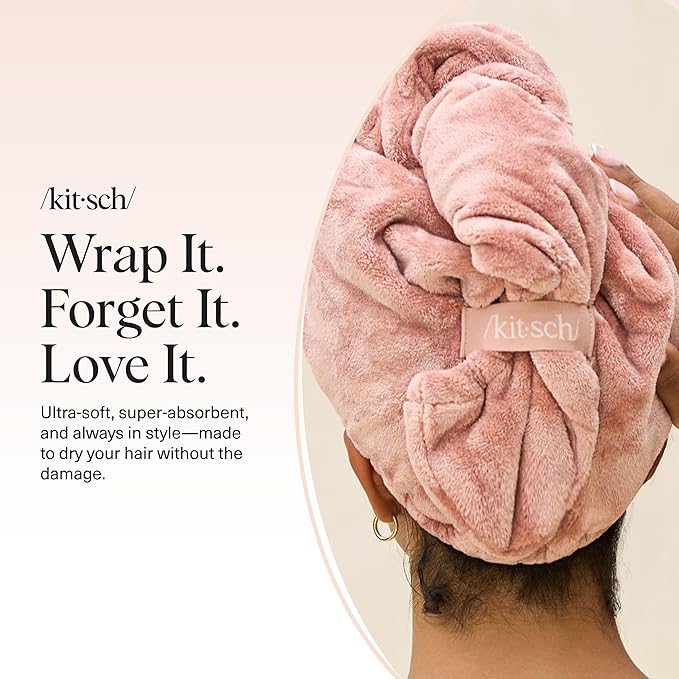 Kitsch Plush Microfiber Hair Towel Wrap for Women - Hair Turbans for Wet Hair, Super Absorbent Drying Towel - Quick Dry, Anti-Frizz - for Long & Short, Wet & Curly Hairs - Terracotta