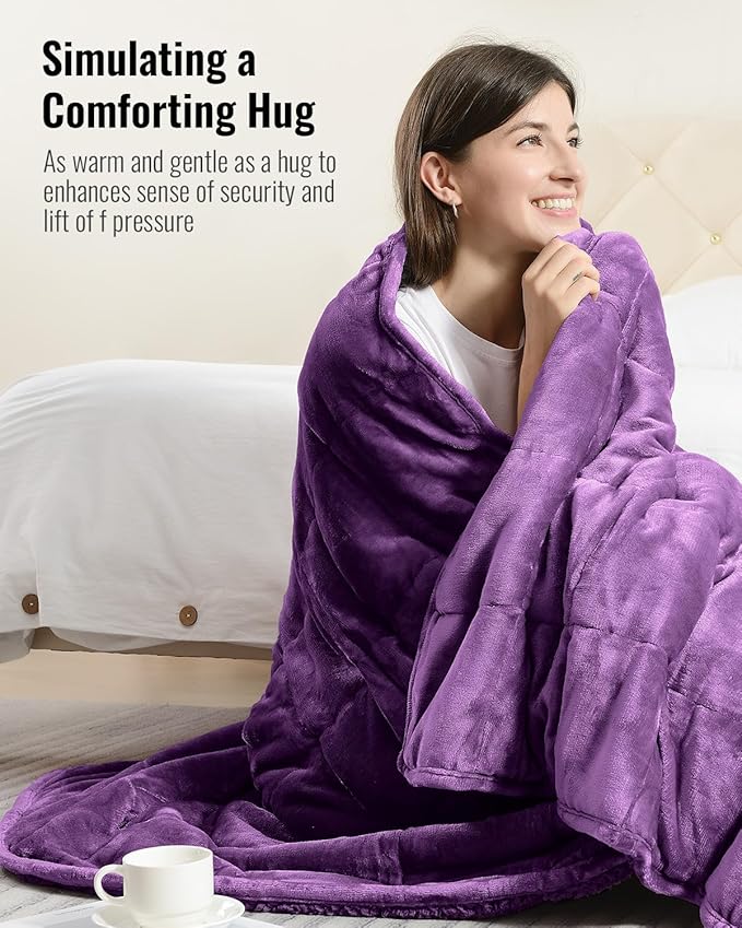 Uttermara Weighted Blanket King Size 20lbs 80x87 Inches, Sherpa Weighted Blankets for Adult, Soft Warm Sherpa & Cozy Fleece, Heavy Blanket for Calming and Sleep, Purple