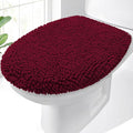 OLANLY Soft Chenille Bathroom Toilet Lid Cover, Machine Washable Seat Covers, 17.5x15, Stays in Place Rubber Backing, Fits Most Round, Elongated and Oblong Lids, Accessories Decor, Burgundy