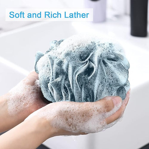 AmazerBath Bath Shower Loofah Sponge 60g/PCS Bath Sponges for Men Exfoliating- Set of 4 Indigo