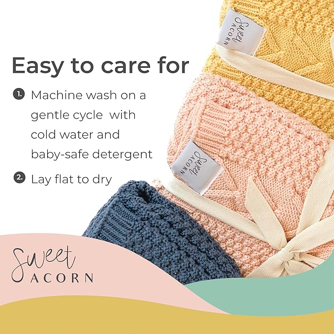 Knit Baby Blanket in Cable Pattern, Organic Cotton Blankets for Crib or Stroller, Receiving Blankets - Dahlia Pink