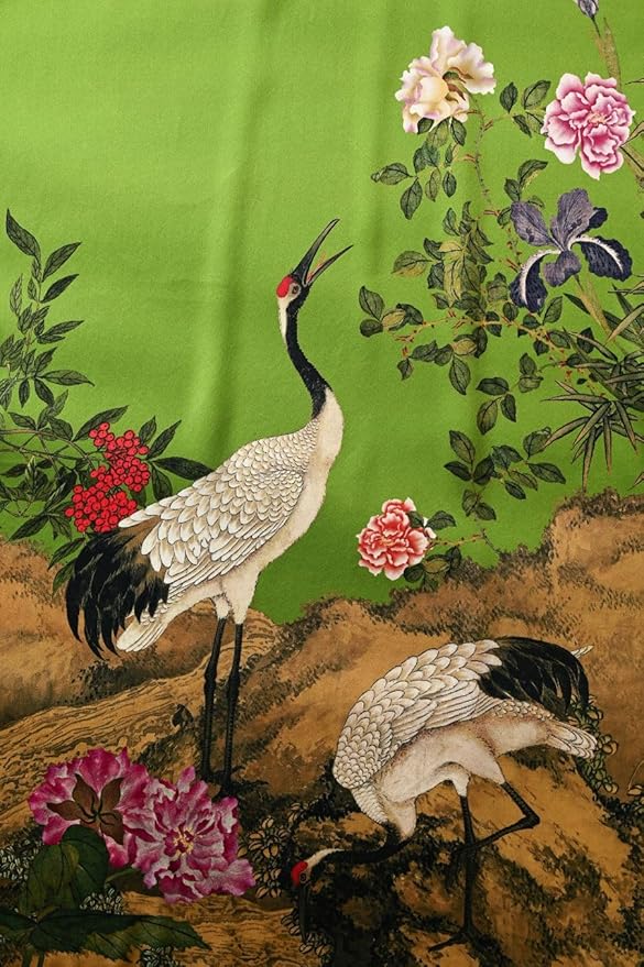 Women's Silk Kimono Robe Long Bathrobe Nightgown 100% Mulberry Silk for Women - Classic Floral Pattern