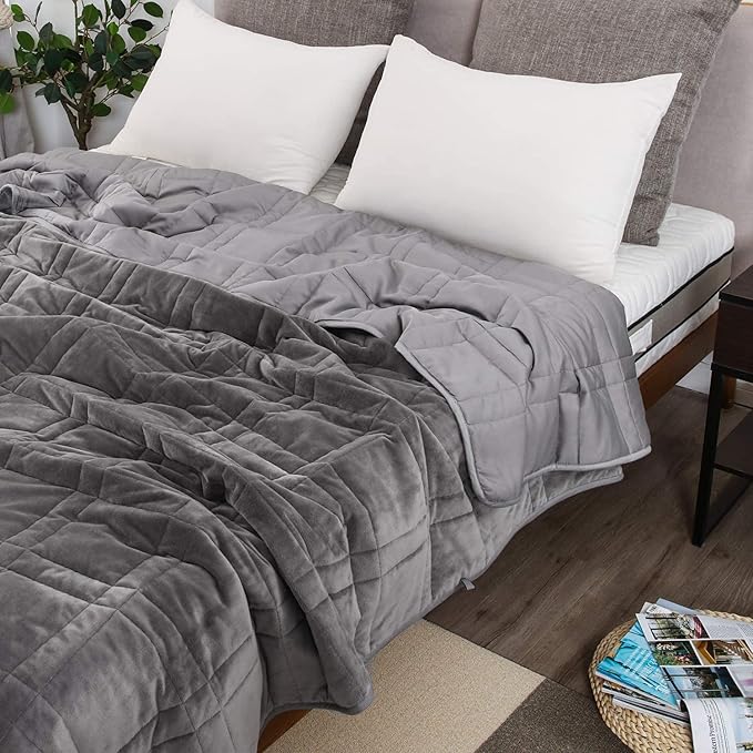 OMYSTYLE Warming & Cooling Weighted Blanket for Adult (25lb, 60 X 80 Inches) - Reversible Tencel/Short Plush Twin Size Weighted Blanket, Bonus Carry Bag Included