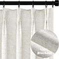 Topfinel Black Out Linen Curtains 54 Inch Long, Pinch Pleat Back Tab Pleated Country Room Darkening Uv Blocking Cute Short Curtains for Small Window Bedroom Nursery Cafe with Clips, Ivory Off White