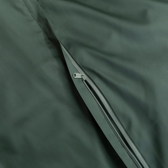 MooMee Duvet Cover Set 100% Extra Long Staple Cotton 600 Thread Count Silky Sateen Smooth Luxury Soft Breathable Durable Hotel Quality Bedding, 3 Pieces (Dark Green, King 104"x90")