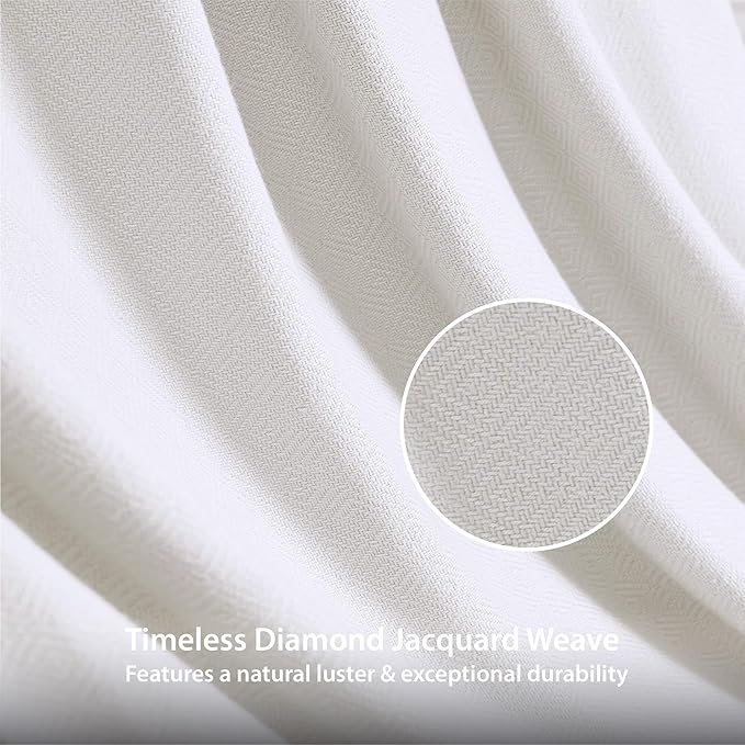 Twin Size Blanket, 70% Rayon (Derived from Bamboo) and 30% Cotton, Lightweight Jacquard Weave, Breathable and Soft Summer Blanket for Bed or Couch, 66” x 90”, White