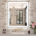 Amorho 24"x 36" LED Bathroom Mirror with Black Frame, Front Light and Backlit(Controlled Separately), Stepless Dimmable, Anti-Fog, Shatter-Proof, 3 Colors, Memory