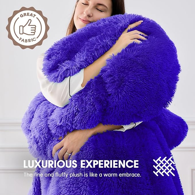 Heated Electric Blanket Twin,Warm Winter Birthday Gifts for Women Her Grandma–Faux Fur with Soft Sherpa,10 Heat Settings,5 Time Settings with Fast Heating, 62x84, Sunset Purple