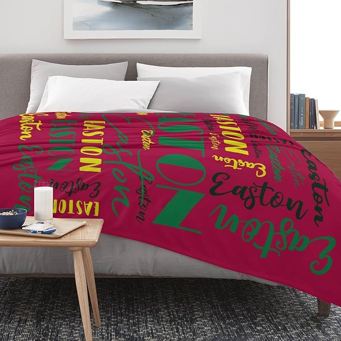 Name Blanket Personalized Blanket for Adult Kids Flannel Customize Throw Blanket Custom (Color 15, 50 x 60 Inches)