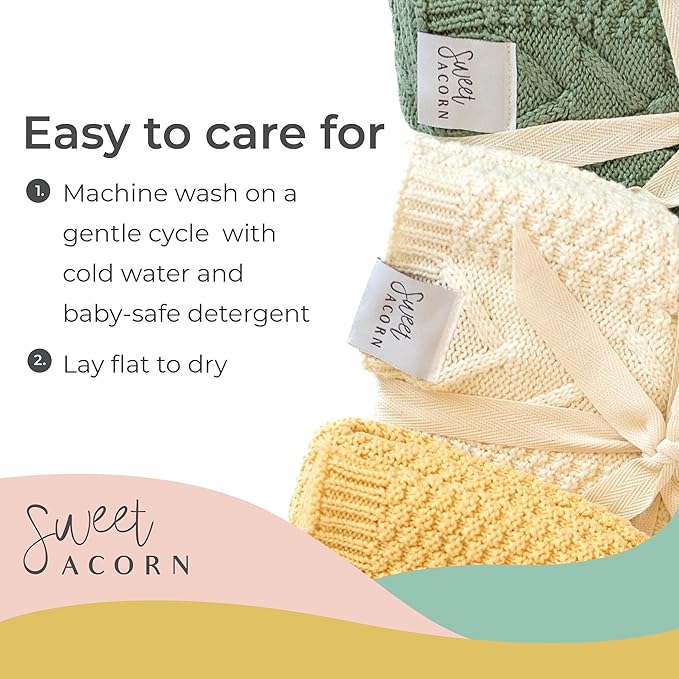 Knit Baby Blanket in Elegant Pattern, Organic Cotton Blankets for Crib or Stroller, Receiving Blankets - Salt White