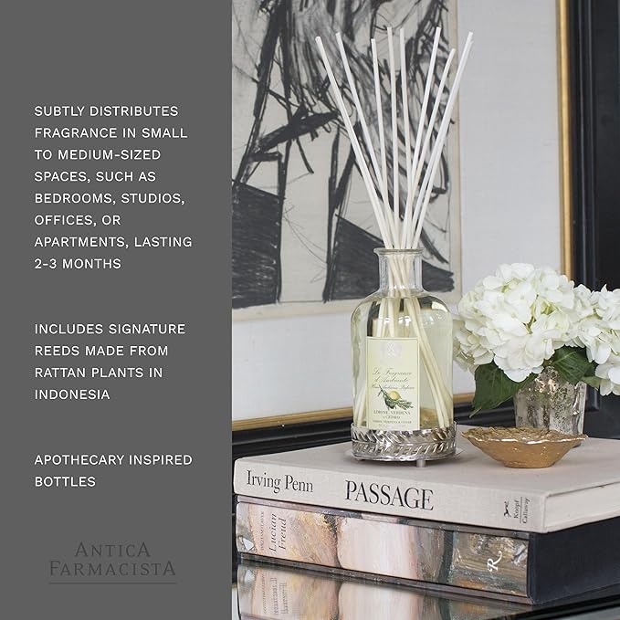 Antica Farmacista Home Ambiance Diffuser - Long-Lasting Reed Scent Diffuser - Luxury Room Freshener Gift - Lemon, Verbena & Cedar, 8.45 fl oz