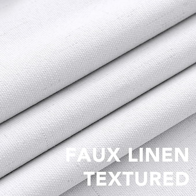 H.VERSAILTEX Primitive Linen Curtains 100% Blackout Curtain Drapes Burlap Curtains with White Thermal Insulated Liner, Grommet Top Drapes Living Room/Bedroom (2 Panels, 42 x 84 Inch, Bright White)