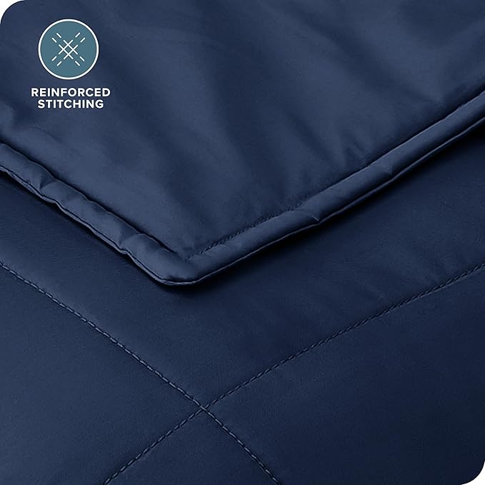 Bare Home Weighted Blanket All-Natural 100% Cotton with Nontoxic Glass Beads 60"x80" 17lbs, Dark Blue