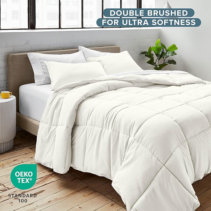 Bare Home Comforter Set - Oversized King Size - Ultra-Soft - Goose Down Alternative - Premium 1800 Series - All Season Warmth (Oversized King, Cream)