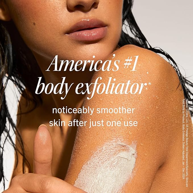 First Aid Beauty - KP Bump Eraser Body Scrub with 10% AHA, Keratosis Pilaris Exfoliator with Glycolic and Lactic acids, Helps Reduce Chicken Skin Bumps, Safe for Sensitive Skin, Peach Scent (8 oz)