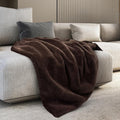 Mon Chateau 60" x 70" Embrace Foldover Faux Fur Throw, Plush Throw with 6cm Foldover for Couch, Sofa, or Bed, Ultra Soft Blanket for Sleeping or Home Decor, Chestnut