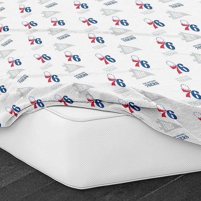 Northwest Officially Licensed Philadelphia 76ers NBA Twin Size Sheet Set – Soft Team Logo Bedding for Dorms, Bedrooms, Fan Caves & Game Day Style