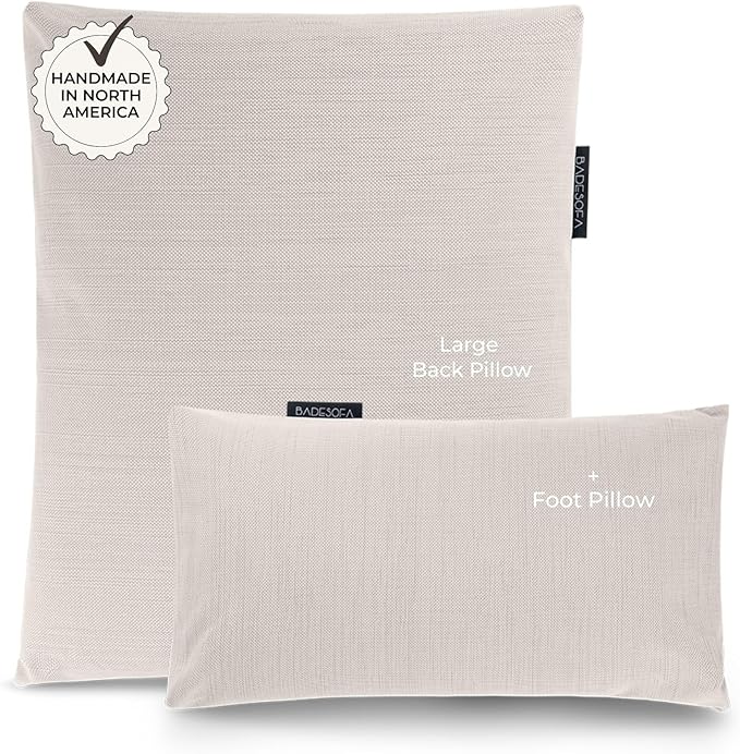 BADESOFA® Luxury Bath Pillow Set 2-Piece – Large Back Pillow & Foot Pillow for Tub – Spa-Grade Comfort for Head, Neck, Back & Feet – Quick Drying Bathtub Cushion Set in Ivory Pearl