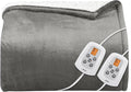 SUNVIVI Heated Blanket Queen Size, Electric Throw Dual Control, 5 Years Warranty, 10 Heat Settings, 12 Hours Auto Off, Soft Flannel and Sherpa, Machine Washable, ETL Certified, Grey, 84x90 Inch