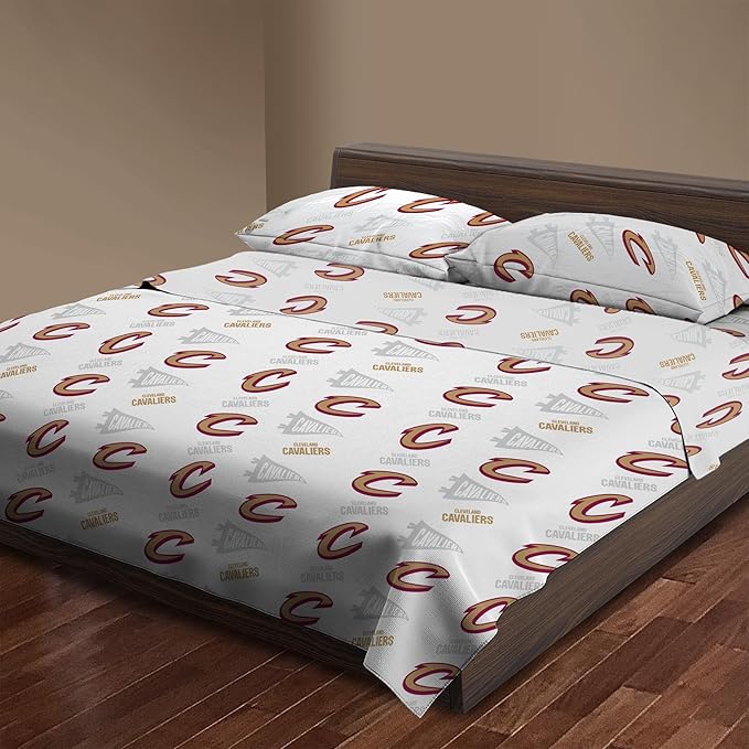 Northwest Officially Licensed Cleveland Cavaliers NBA Full Size Sheet Set – Soft Team Logo Bedding for Dorms, Bedrooms, Fan Caves & Game Day Style