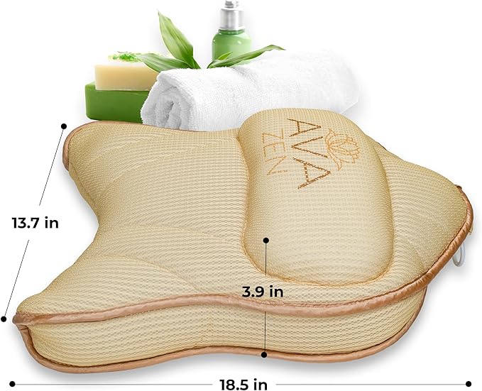 Ava Zen Extra Large Bath Pillow, Bath Pillow for Tub Neck and Back Support, Luxury Spa Set, Bathtub Pillow with 6 Non-Slip Suction Cups