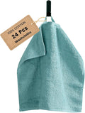 SEMAXE 100% Cotton Washcloths for Bathroom - 24 Pack, Quick-Dry Face Towels with Hanging Loop, Highly Absorbent and Soft, 13x13 Inch, Blue