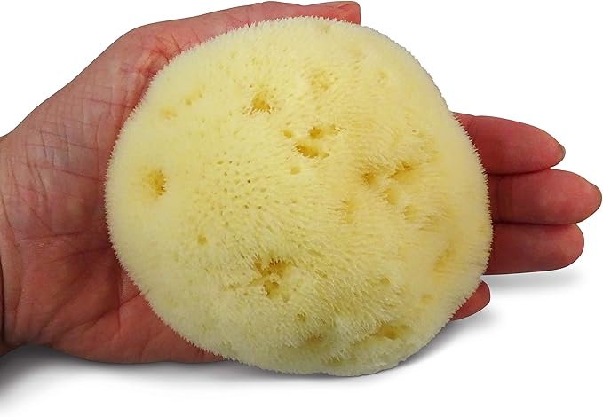 Premium Natural FINA Silk Sponges - 2pc, 4"- 4.5" Luxury Soft on Skin fine pored sea Sponge from The Mediterranean, Perfect for Make up, Facial Cleansing & Bathing