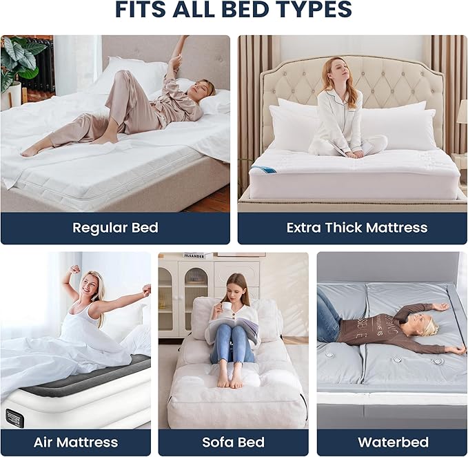 Full Size Mattress Pad Cotton Top Mattress Cover Quilted Fitted Mattress Protector with 18-22" Deep Pocket Down Alternative Fill Noiseless & Breathable (Full, Dark Grey)