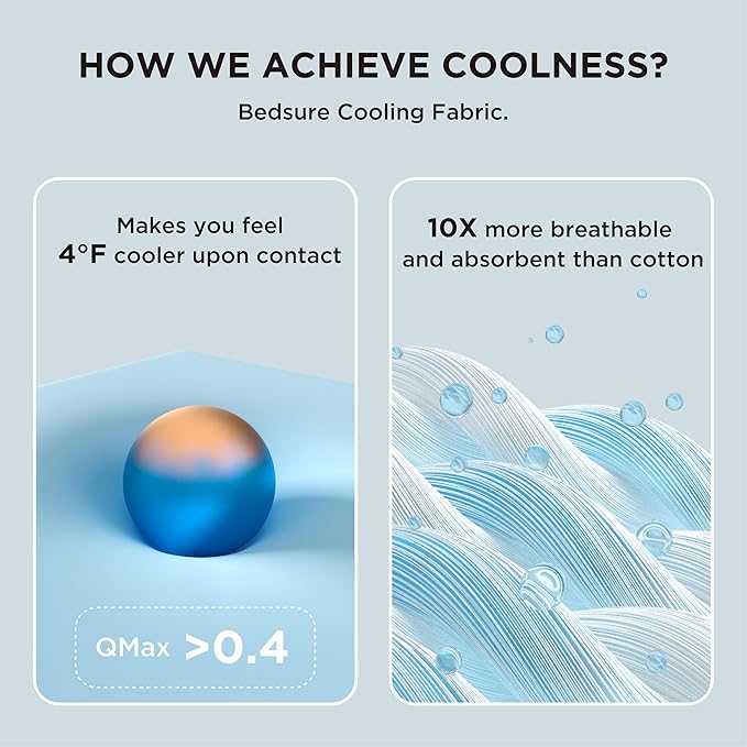 Bedsure Cooling Pillow Cases, Zipper Pillow Cases Standard Size Set of 2, Cool Pillowcases for Hot Sleepers and Night Sweats, Silky Soft & Breathable Cold Pillow Covers, Gift, Beige, 20x26 Inches
