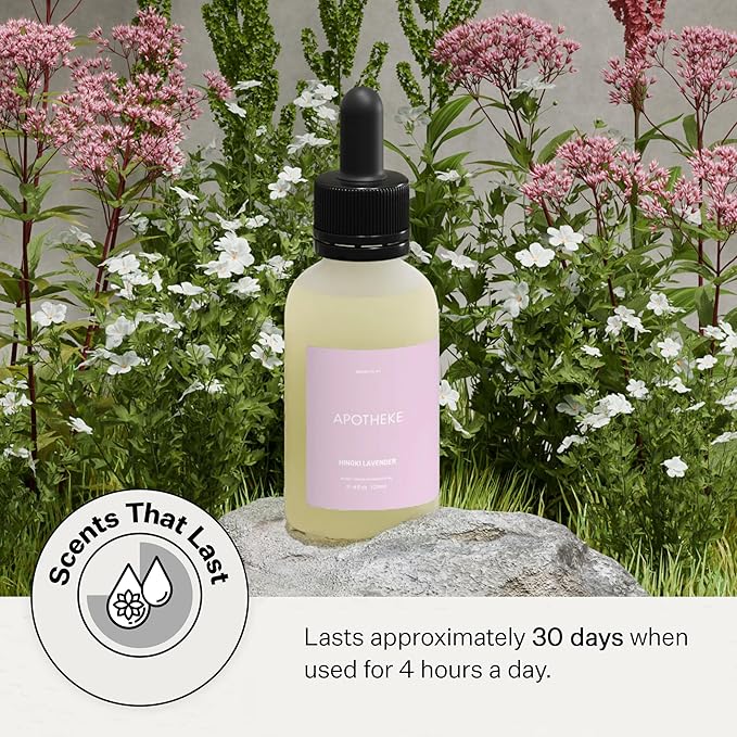 Apotheke Scent Tower Aromatherapy Diffuser Fragrance Refill, Hinoki Lavender (30 ml) - Long-Lasting Perfume-Grade Essential Oil for Clean & Fresh Home, Office, Hotel & Large Rooms