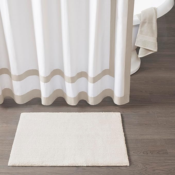 Madison Park Signature Non Slip, Luxrurious Plush Mat, Absorbent, Quick Dry, Spa Design Bath Room Décor Marshmallow Bathroom Rug, 1'8"x2'6", Cream