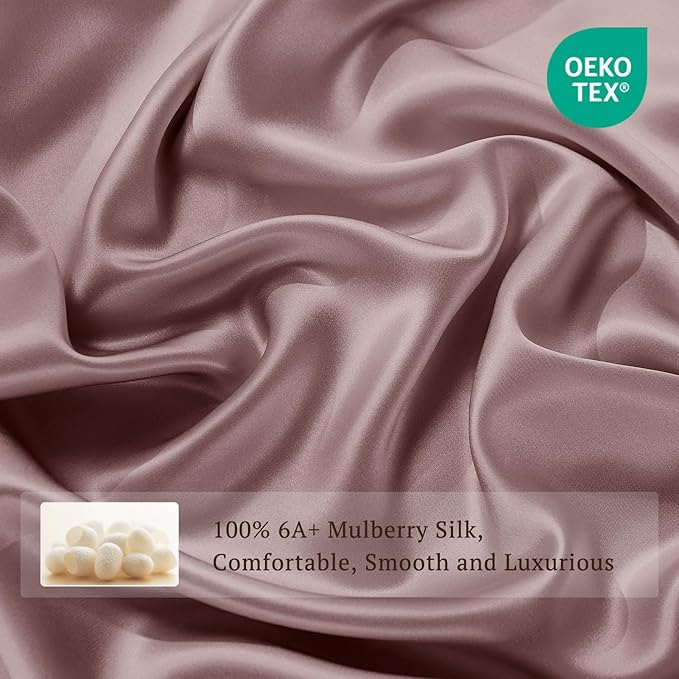 THXSILK 100% Pure Mulberry Silk Duvet Cover Set 3 Piece, 6A+ Grade Luxury Soft Bedding Silk Sheets for Hair and Skin, 1 Pcs Duvet/Quilt/Comforter Cover with 2 Zippered Pillowcases (Purple, King)