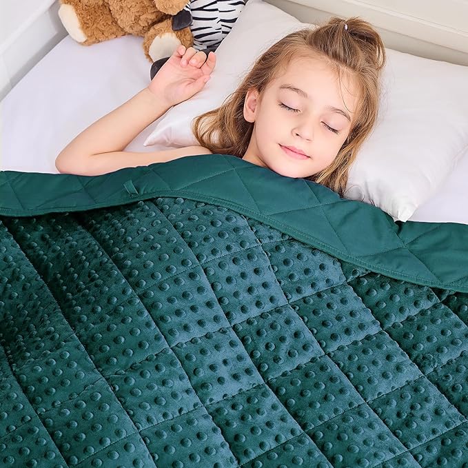 yescool Weighted Blanket 7 Pounds Green Twin Size Cooling Weighted Throw Blanket, Minky Heavy Blankets Warm Weighted Comforter, Big Washable Thick Blankets Gift for 60-90lbs, 40 * 60in