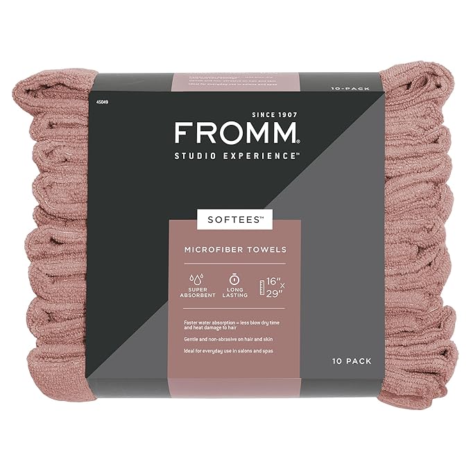 Fromm Softees Microfiber Salon Hair Towels for Hairstylists, Barbers, Spa, Gym in Terracotta, 16" by 29", 10 Count Perfect Hair Care Towel for Drying Curly, Long, Wavy Hair
