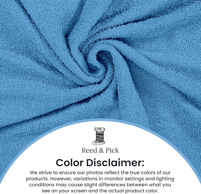 Reed&Pick Hand Towels (Pack of 24) Light Blue Economy Towels Salon Towels - 100% Cotton Spa Towel – 16 x 26 Inches Highly Absorbable, Facial Gym Hair Towel Face Towel Bulk