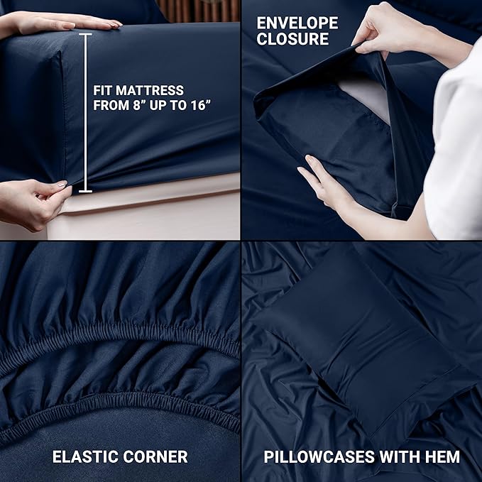Utopia Bedding Twin Sheet Set – 3 Piece Bed Sheets for Twin Size Bed, Soft and Breathable Microfiber, Includes 1 Fitted Sheet, 1 Flat Sheet and 1 Pillowcase (Navy Blue)