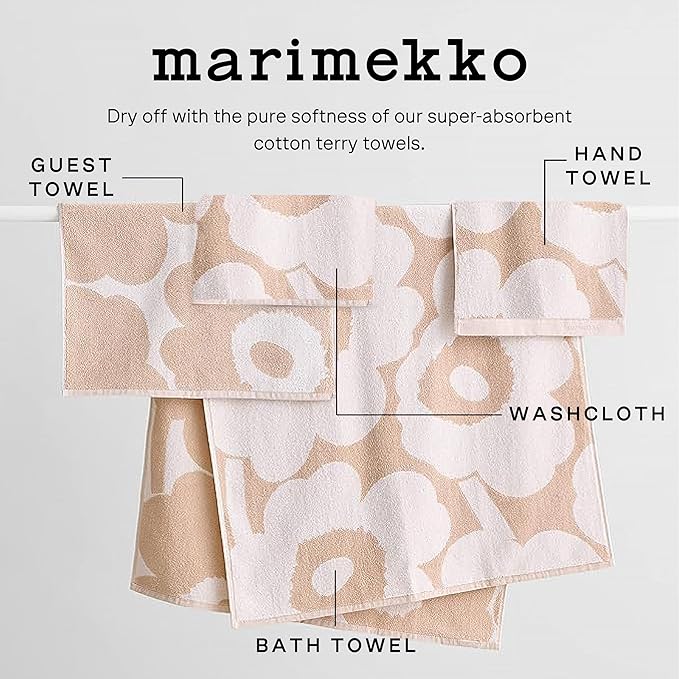 MARIMEKKO Unikko Terry Cotton Guest Towel (Red) – Floral Patterned Guest Towels – 20 in x 12 in