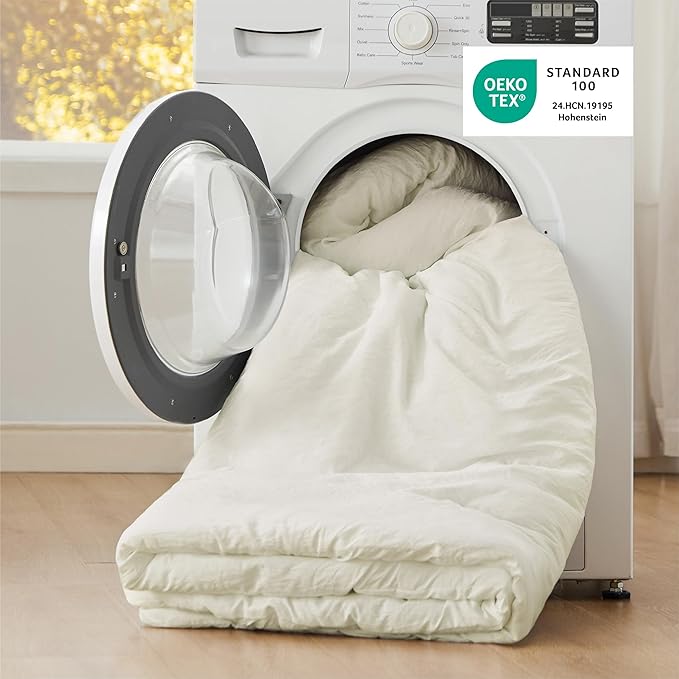 Bedsure California King Size Comforter Set, Ivory Soft Prewashed Bedding for All Seasons, 3 Pieces GentleSoft™ Down Alternative Bed Set, 1 Lightweight Comforter (104"x96") and 2 Pillowcases (20"x36")