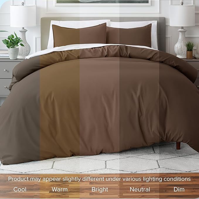 Bare Home Bedding Duvet Cover King Size - Premium 1800 Super Soft Collection - Lightweight, Cooling - Soft Breathable Bedding Duvet Cover (King, Cocoa)