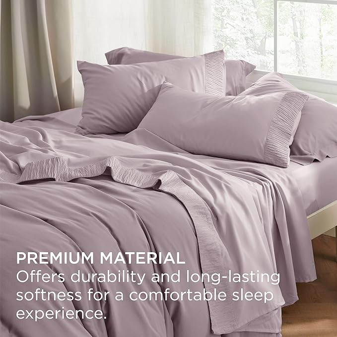 Bedsure Queen Sheet Set - 4 Pieces Soft Queen Size Sheets - Breathable & Cooling - Hotel Luxury - Easy Care Polyester Microfiber Bedding for Women, Men, Pink Mocha