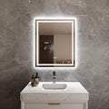 Bathroom Mirror with Lights 30"X36" with Front Light and Backlit, Tempered Glass, Wall Mount Horizontal/Vertical, Stepless Dimmable, 3 Colors, Anti Fog, Bathroom Memory LED Mirror