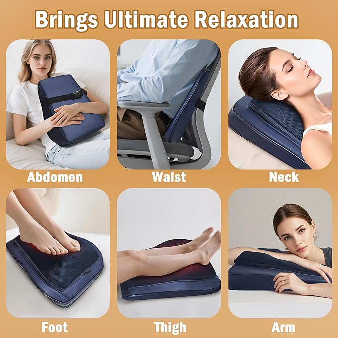 Joyset Back Massager for Back Pain Deep Tissue, Shiatsu Lower Back Neck Massager with Heat, 3D Kneading Massage Pillow for Neck Shoulder Legs, Gifts for Mom, Dad, Women