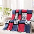 PU MEI Sherpa Blanket Fleece Throw Blanket Queen Plaid Thick Bed Blanket, Soft Warm Cozy Throw Blanket, 80”*90” Zabra-Navy Pink