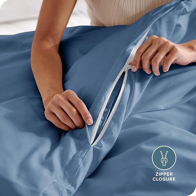 Bare Home Bedding Duvet Cover Queen Size - Premium 1800 Super Soft Collection - Lightweight, Cooling Duvet Cover - Soft Breathable Bedding (Queen, Coronet Blue)