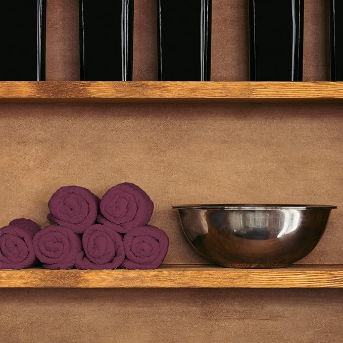 Arkwright Bleach Proof Salon Towels - Pack of 12 - Highly Absorbent, 100% Cotton, Quick Dry Spa Face Towel for Hair Stylist, Barber, Pedicure, and Esthetician, 16 x 28 in, Burgundy