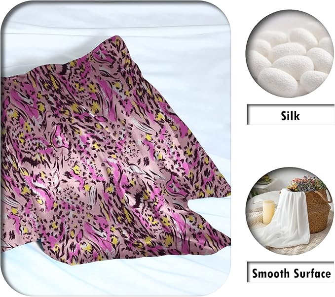Mulberry Silk Pillowcase for Hair and Skin Standard Size Leopard Print Silk Pillow Cases with Zipper Soft Breathable Smooth Cooling Silk Pillow Covers for Sleeping (Pink Paint,20"X 26",1Pcs)