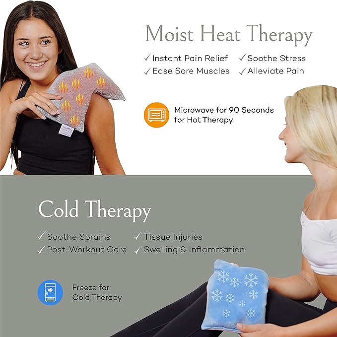 SacksyThyme Microwave Heating Pad for Back, Neck, Menstrual Cramps, Shoulders, Leg Pain Relief - Hot Moist Microwavable Therapy Pack - Flaxseed Hot & Cold Pad Made in USA (Size: 12 x 7) Lavender